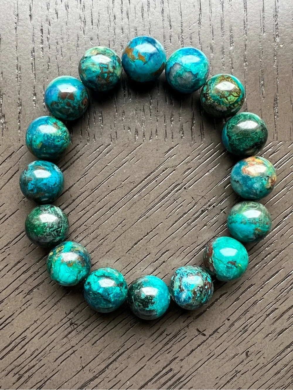 HQ Chrysocolla bracelet 13mm SIZE 7’